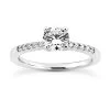 14K White Gold Designer Diamond Engagement Ring 0.60ct 1.8mm