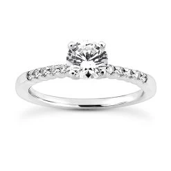 14K White Gold Designer Diamond Engagement Ring 0.60ct 1.8mm