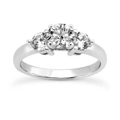 14K White Gold 3 Stone Diamond Engagement Ring 0.80ct
