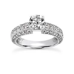 14K White Gold Designer Diamond Engagement Ring 1.31ct