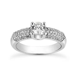 14K White Gold Designer Diamond Engagement Ring 1.33ct
