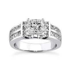 14K White Gold Designer Diamond Engagement Ring 1.60ct