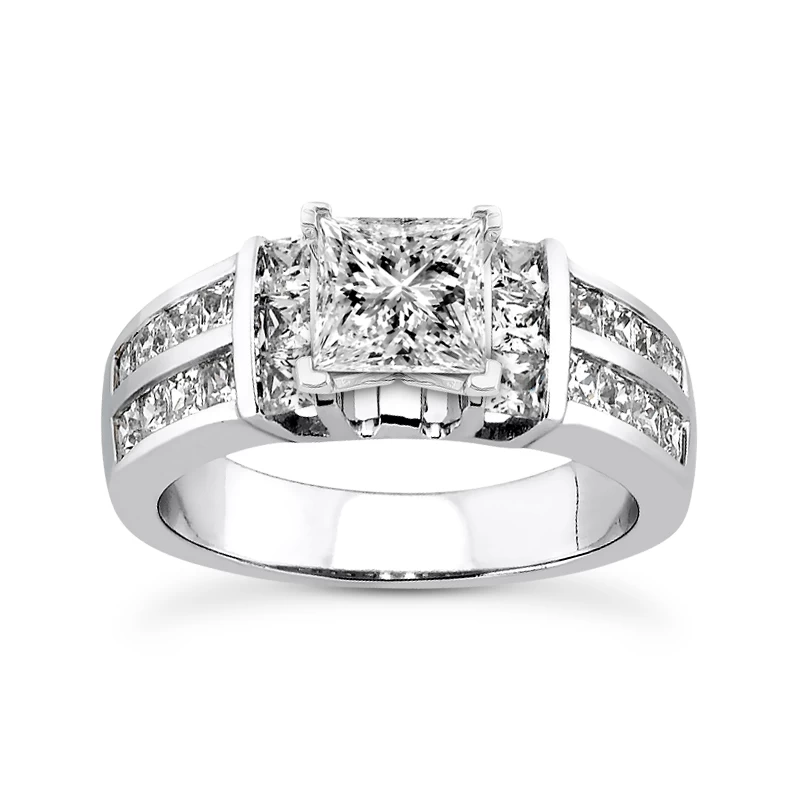 14K White Gold Designer Diamond Engagement Ring 1.60ct 3 14K White Gold Designer Diamond Engagement Ring 1.60ct