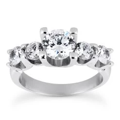 14K White Gold Designer Diamond Engagement Ring 1.85ct 4.20mm