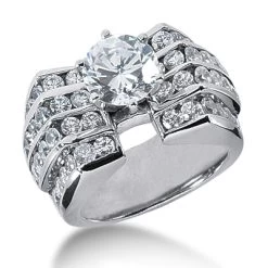 14K White Gold Designer Diamond Engagement Ring 2.42ct