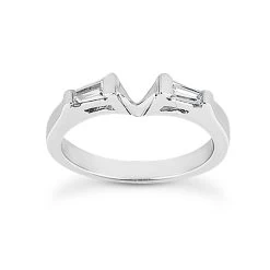 14K White Gold Baguette Diamond Engagement Ring Band 0.12ct