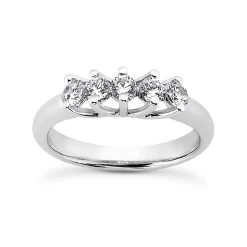 14K White Gold 5 Stone Diamond Engagement Ring Band 0.30ct