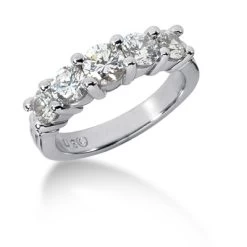 14K White Gold 5 Stone Diamond Engagement Ring Band 0.49ct