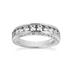 14K White Gold Designer Diamond Engagement Ring Band 1.34ct