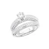 14K White Gold Designer Prong Set Diamond Engagement Ring Set 1.60ct