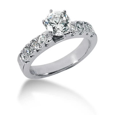 14K White Gold Designer Diamond Engagement Ring Set 1.62ct 4 14K White Gold Designer Diamond Engagement Ring Set 1.62ct - Image 2