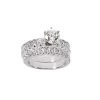 14K White Gold Designer Diamond Engagement Ring Set 1.62ct