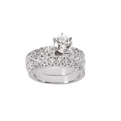 14K White Gold Designer Diamond Engagement Ring Set 1.62ct