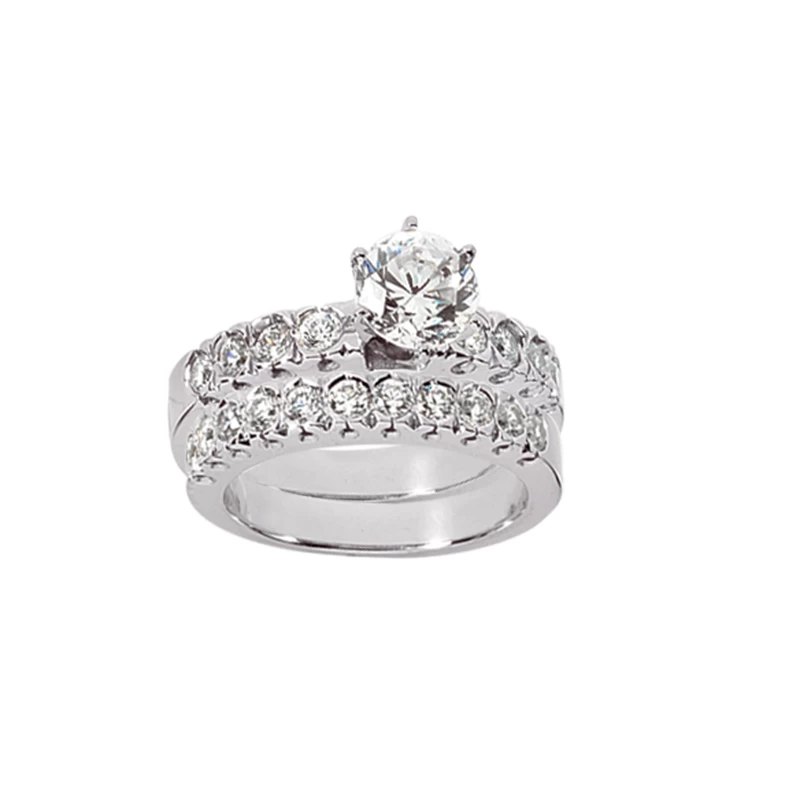 14K White Gold Designer Diamond Engagement Ring Set 1.62ct 3 14K White Gold Designer Diamond Engagement Ring Set 1.62ct