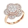 14K Rose Gold Designer Diamond Flower Ladies Cocktail Ring 1.5ct By Luxurman