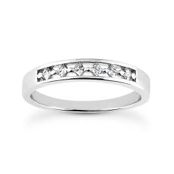 14K White Gold Designer Diamond Wedding Band 0.18ct