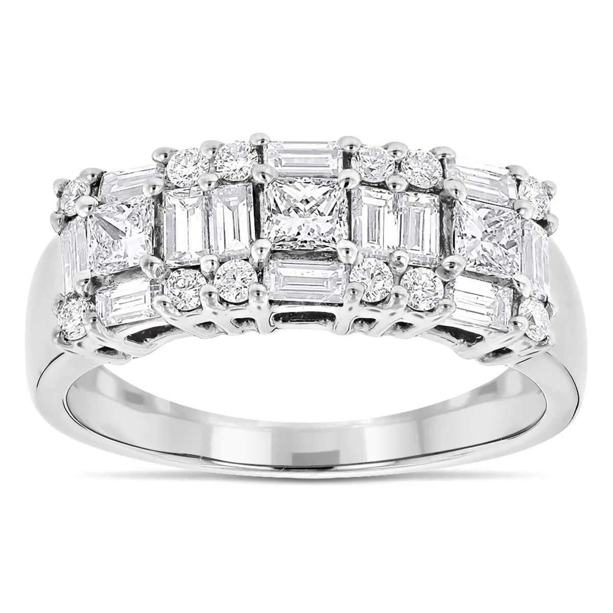 14K White Gold Designer Diamond Wedding Band For Women 1.75ct 3 14K White Gold Designer Diamond Wedding Band For Women 1.75ct
