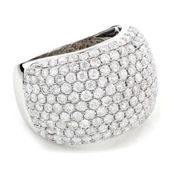 14K White Gold Designer Pave Diamond Ring For Women 5 Carat Wide Anniversary Band