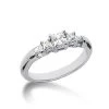 Thin 14K White Gold Diamond 3 Stone Engagement Ring 1.16ct
