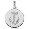 14K White Gold Diamond Anchor Pendant 0.45ct