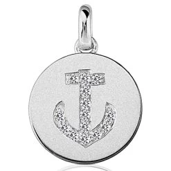 14K White Gold Diamond Anchor Pendant 0.45ct