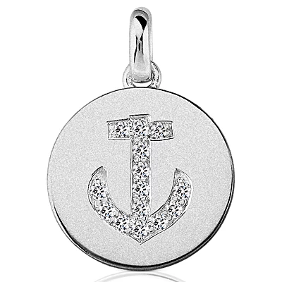 14K White Gold Diamond Anchor Pendant 0.45ct 3 14K White Gold Diamond Anchor Pendant 0.45ct