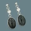 14K White Gold Diamond And Black Onyx Scarab Earrings 0.25ct
