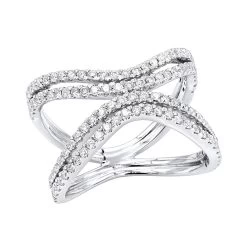 14K White Gold Diamond Cocktail Ring For Women 0.8ct By Luxurman Fashion
