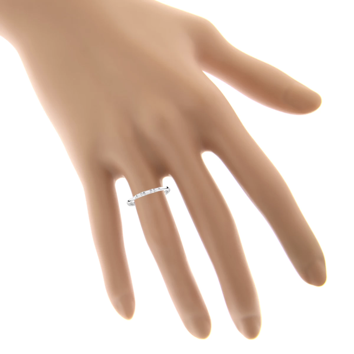 Ultra Thin 14K White Gold Diamond Designer Engagement Ring Band 0.23ct 7 Ultra Thin 14K White Gold Diamond Designer Engagement Ring Band 0.23ct - Image 5