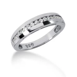 14K White Gold Diamond Designer Engagement Ring Band 0.24ct