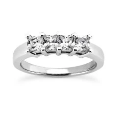 14K White Gold 4 Stone Diamond Designer Engagement Ring Band 0.40ct