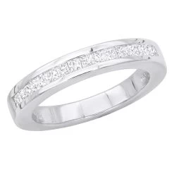 14K White Gold Princess Cut Diamond Designer Engagement Ring Band 0.60ct