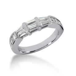 Thin 14K White Gold Diamond Designer Engagement Ring Band 0.76ct