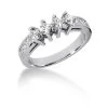 Thin 14K White Gold Diamond Designer Engagement Ring Band 0.86ct