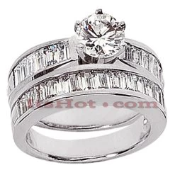 14K White Gold Diamond Designer Engagement Ring Set 2.41ct