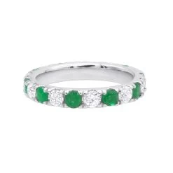 14K White Gold Diamond & Emerald Eternity Band For Women 2 Carat Anniversary Ring -Fashion Accessories Shop 14k gold diamond emerald eternity band for women 2 carat anniversary ring 000937 backwh