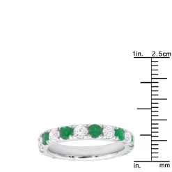14K White Gold Diamond & Emerald Eternity Band For Women 2 Carat Anniversary Ring -Fashion Accessories Shop 14k gold diamond emerald eternity band for women 2 carat anniversary ring 000937 rulerwh