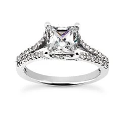 14K White Gold Diamond Handmade Engagement Ring Mounting 0.22ct