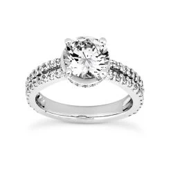 Handmade 14K White Gold Diamond Engagement Ring Mounting 0.53ct