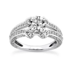 14K White Gold Diamond Engagement Ring Mounting 0.65ct