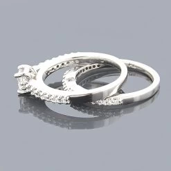 14K White Gold Round And Princess Cut Diamond Engagement Ring Set 0.84ct -Fashion Accessories Shop 14k gold diamond engagement ring set 084ct p 42297back