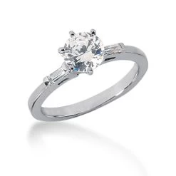 14K White Gold Diamond Engagement Ring Setting 0.08ct