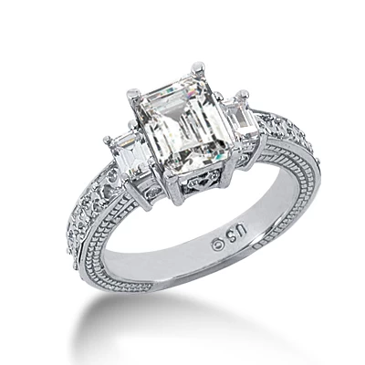 14K White Gold Diamond Engagement Ring Setting 0.44ct 3 14K White Gold Diamond Engagement Ring Setting 0.44ct