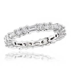 14K White Gold Diamond Eternity Band 1.44ct 16 Stones