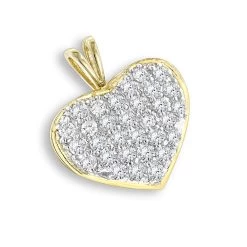 14K Yellow Gold 1 Carat Diamond Heart Pendant By Luxurman