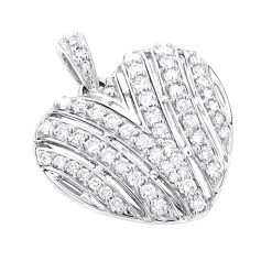 14K White Gold Diamond Heart Pendant 1.15ct