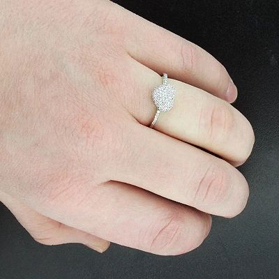 14K White Gold Diamond Heart Ring 0.36ct 4 14K White Gold Diamond Heart Ring 0.36ct - Image 3