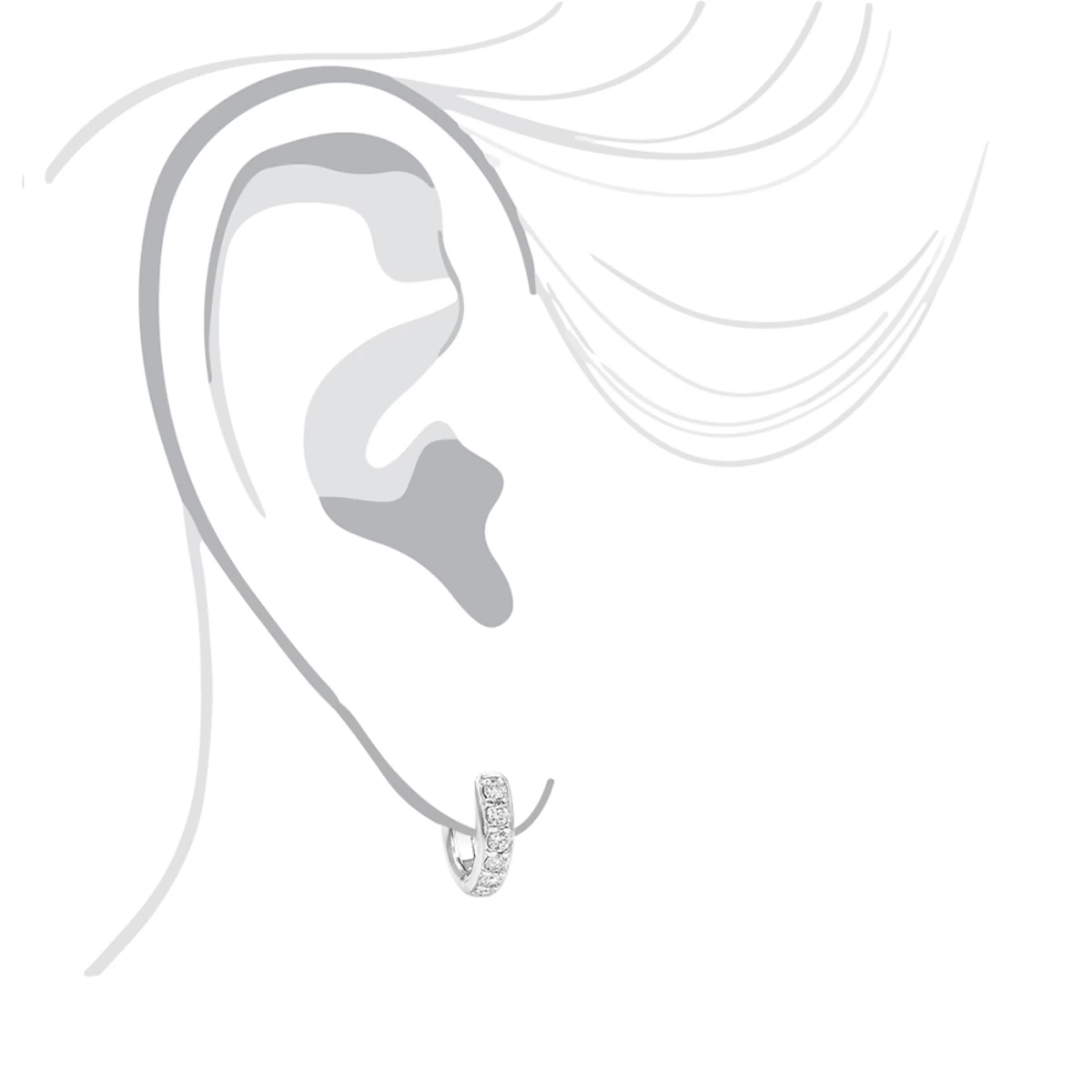 14K White Gold Diamond Huggie Earrings Hoops 1/2ct 8 14K White Gold Diamond Huggie Earrings Hoops 1/2ct - Image 6