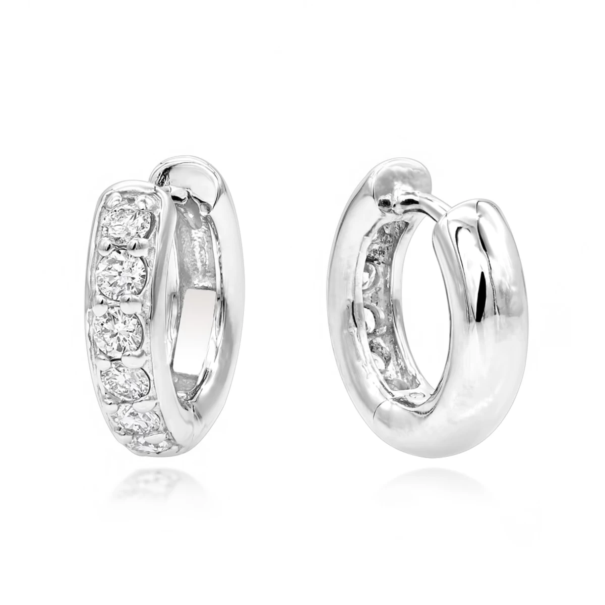 14K White Gold Diamond Huggie Earrings Hoops 1/2ct 3 14K White Gold Diamond Huggie Earrings Hoops 1/2ct