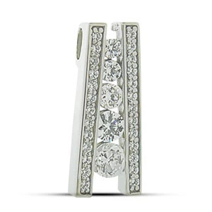 14K White Gold Diamond Journey Pendant 1ct 3 14K White Gold Diamond Journey Pendant 1ct